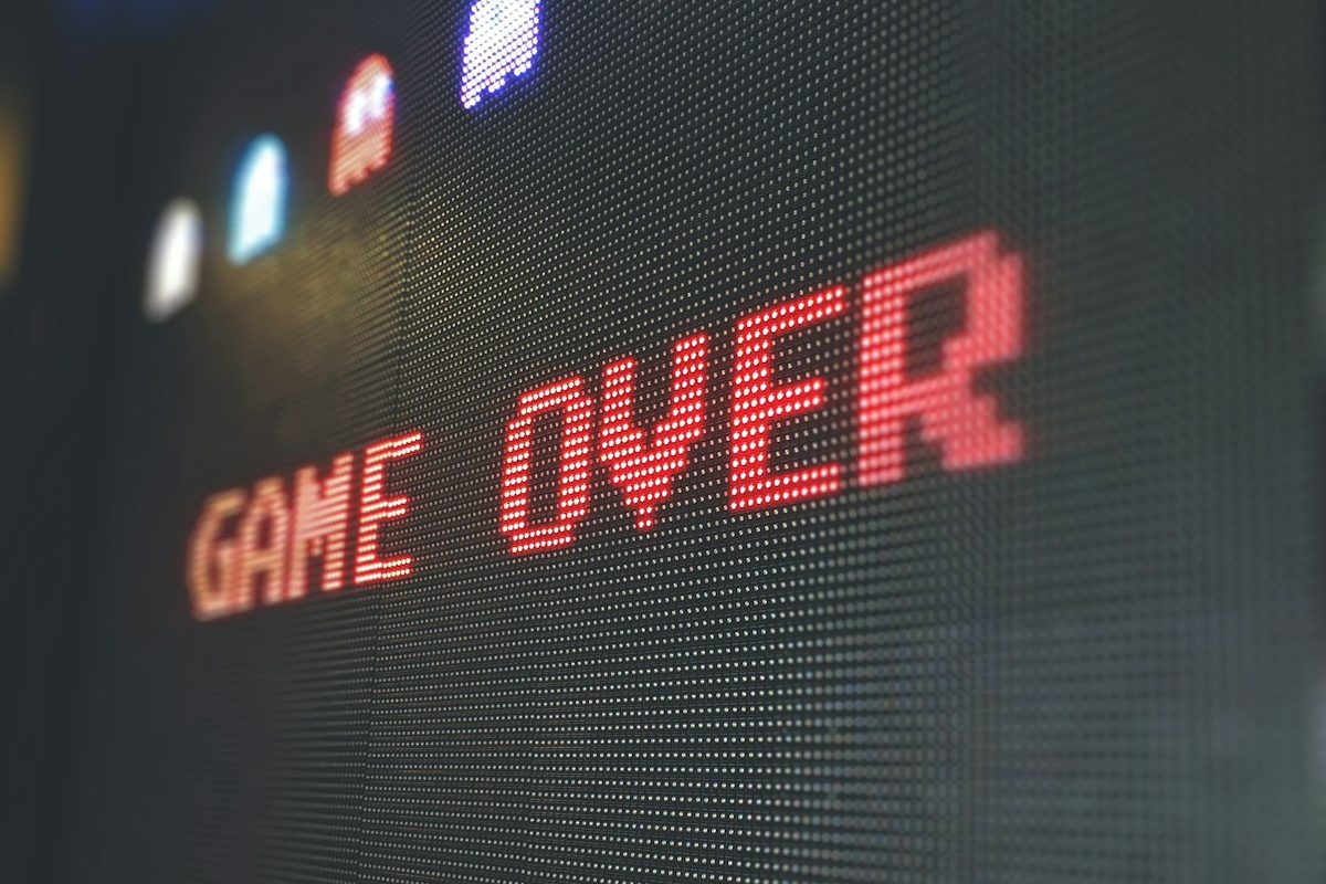 Game over message on a screen