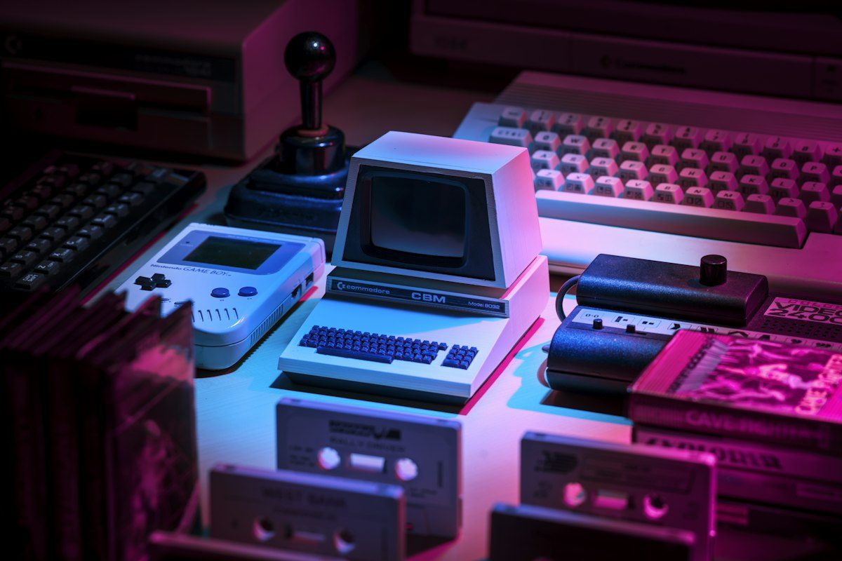 Collection of retro game consoles