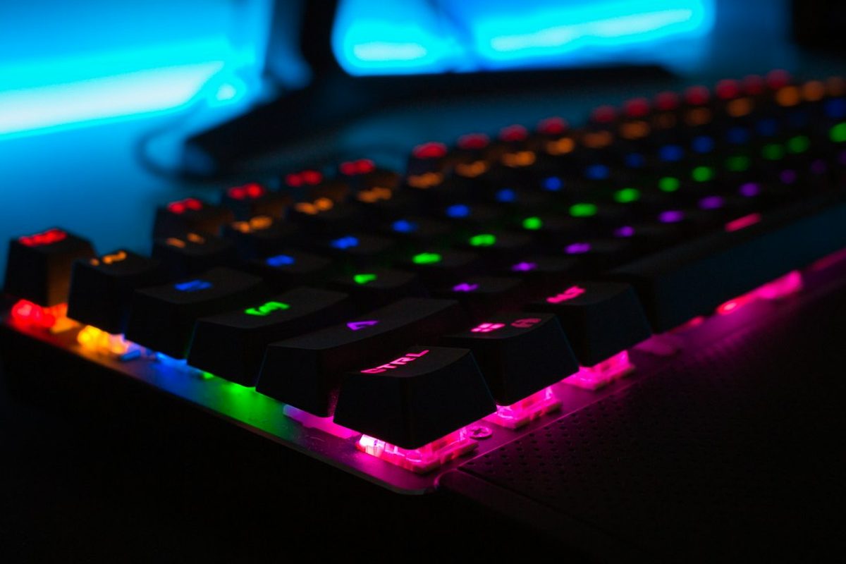 Mechanical keyboard with rainbow RGB lighting